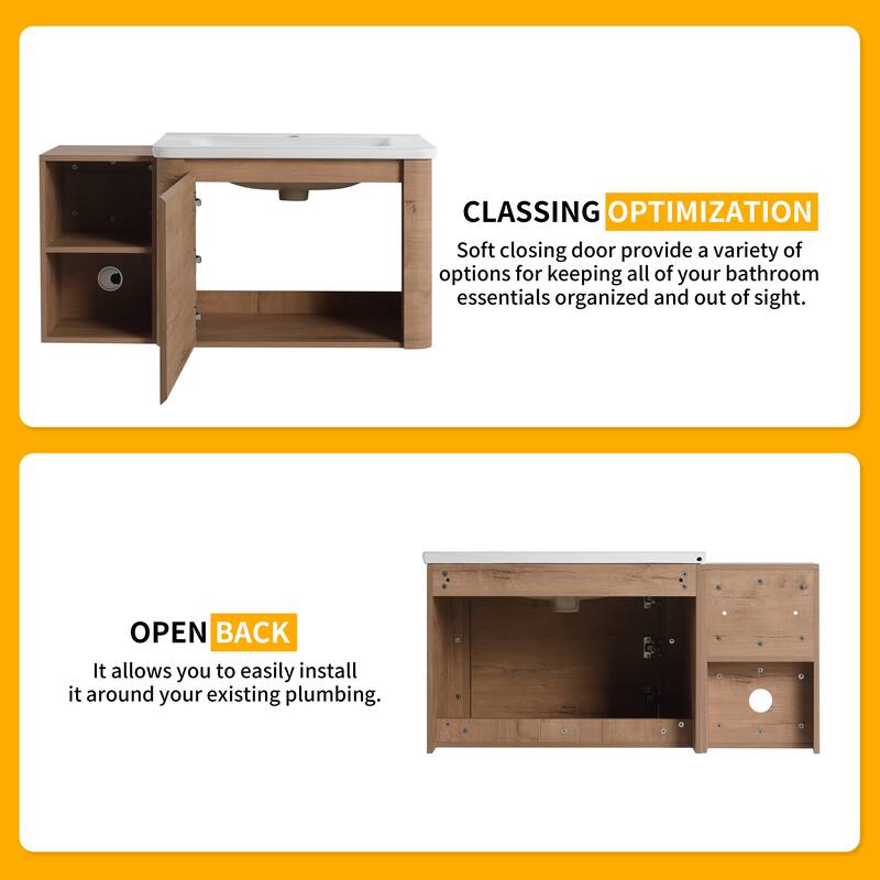 Beingnext 24''/28''/36''/40''/60''/68'' Floating Bathroom Vanity with Sink, Wall Mounted Bathroom Vanity with Soft Close Door