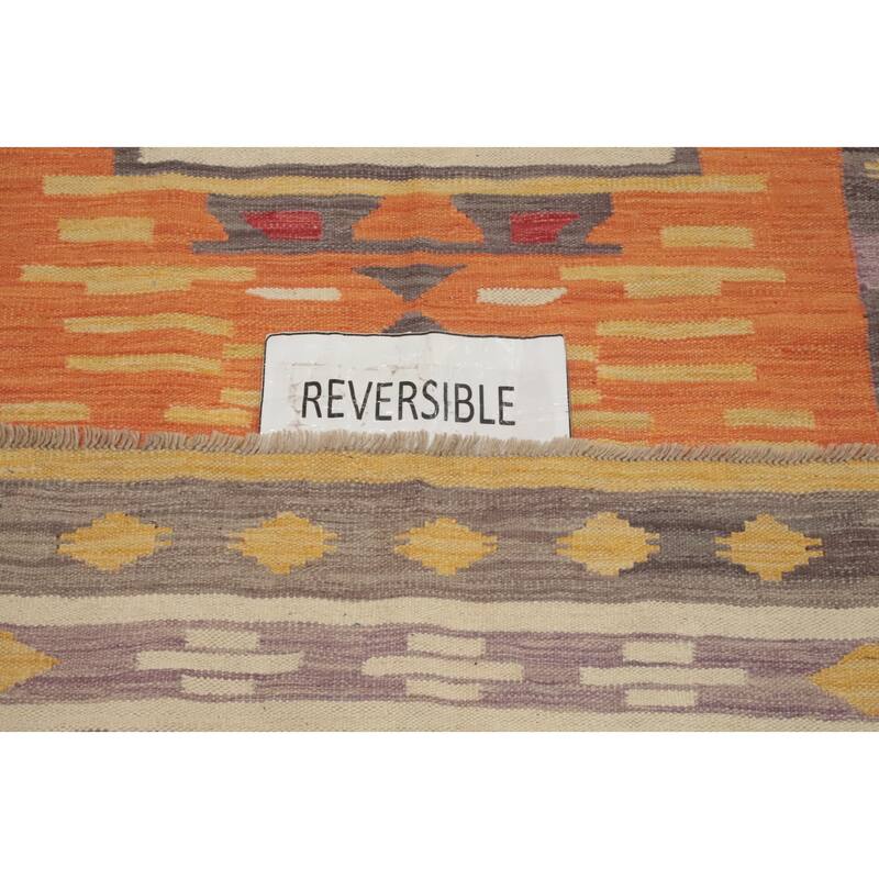 Hand Woven Oriental 100% Wool Carpet Southwestern Tribal Multi-Colored Kilim Area Rug - 8' 1'' X 4' 11''