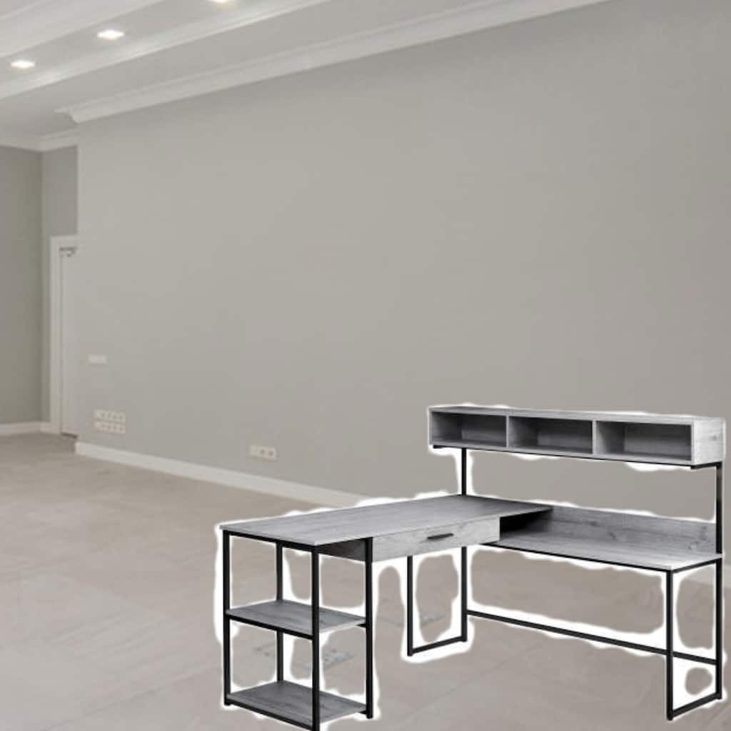 Modern Corner Computer Desk with Storage Shelves, Drawer, and Hutch ,Ideal for Home Office Workstations