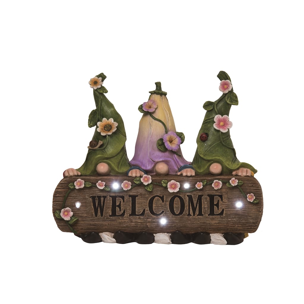 Transpac Resin 11.5" Multicolor Spring Solar Welcome Gnome Garden Decor