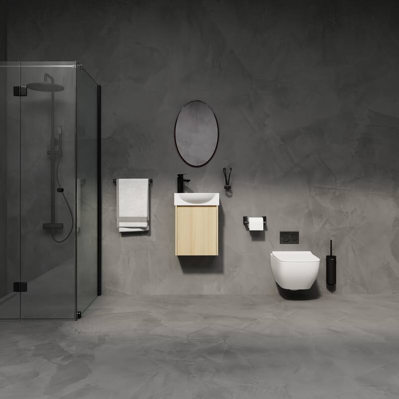 GDFStudio - Levistar Modern Wall-Mounted Bathroom Vanity with Scratch-Resistant Sink & Soft Close Door for Small Space