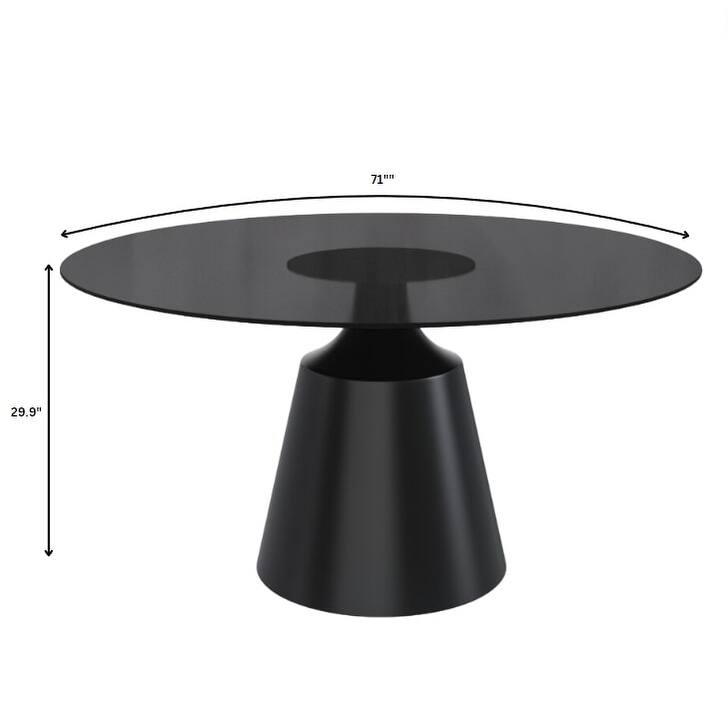 Prynn Dining Table with Round Top and Black Pedestal Base