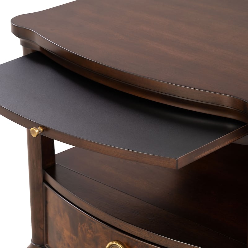 Furniture of America Prylen Modern Dark Cherry 2-Piece Oval Coffee Table Set with End Table