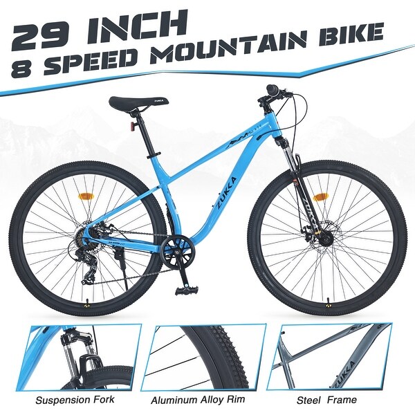 29 Inch Mountain Bike, 8-Speed Steel Frame with Front