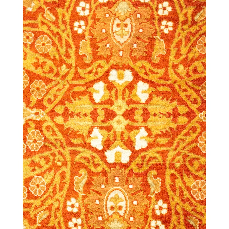 Overton Hand Knotted Wool Vintage Inspired Traditional Mogul Orange Runner Rug - 4 x 6