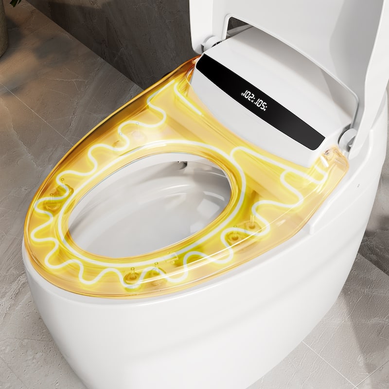 Smart Toilet with Heated Seat & Warm Air Dryer, Auto Flush One Piece Toilet with Night Light, Self Cleaning Nozzle
