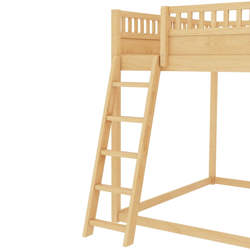 Queen/Full Loft Bed with Upholstered Headboard, Storage & Slide