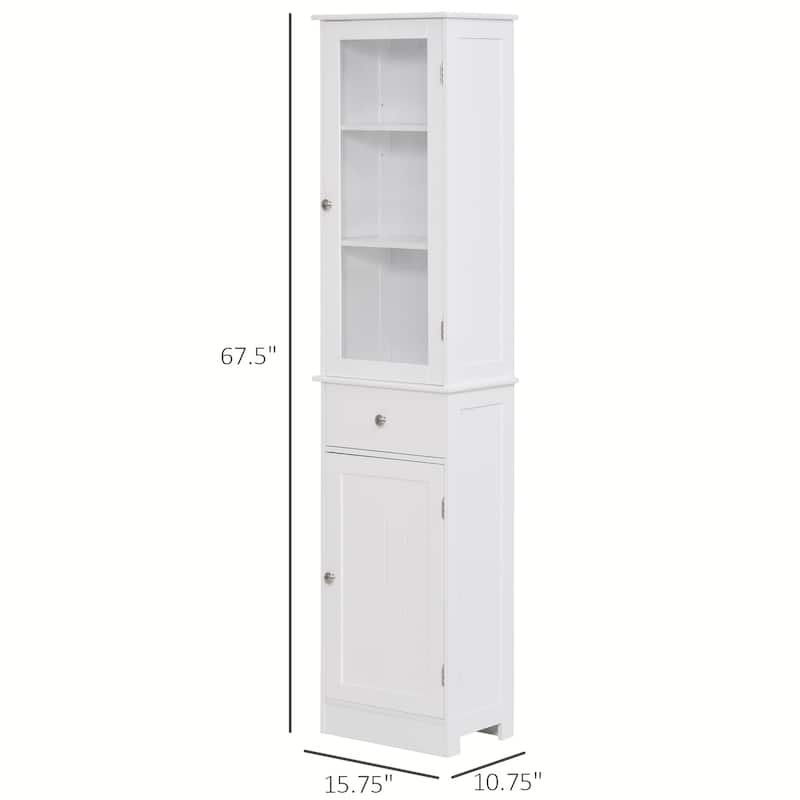 kleankin Storage Cabinet with Doors and Shelves - Perfect for Bathroom Living Room Kitchen or Office Space, White