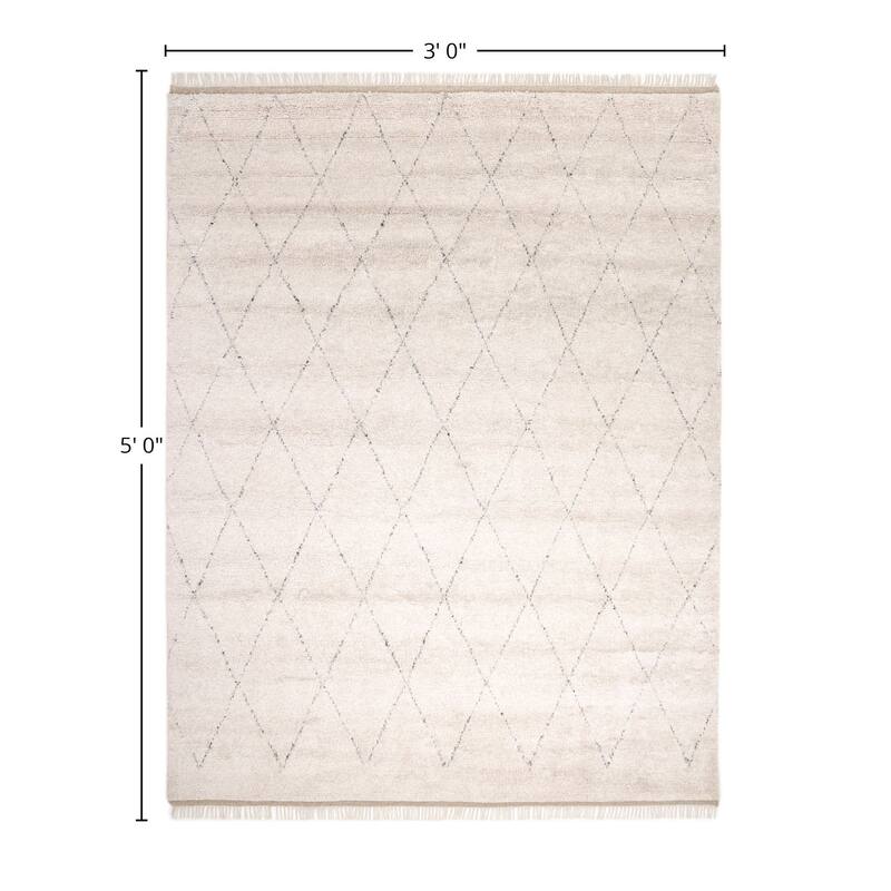 Overton Handmade Shaggy Boho Moroccan Area Rug