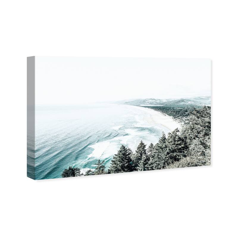 Wynwood Studio Canvas Nautical and Coastal Oregon Tree Shore Blue and Teal Nautical & Coastal Wall Art Canvas Print
