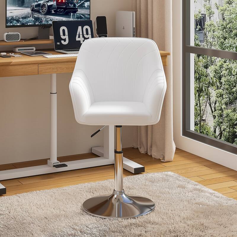 VECELO Vanity Chair Makeup Swivel Accent Chair Height Adjustable Round Back Tilt Chair