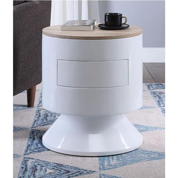 White night table solid wood otith table round shape table top Bed