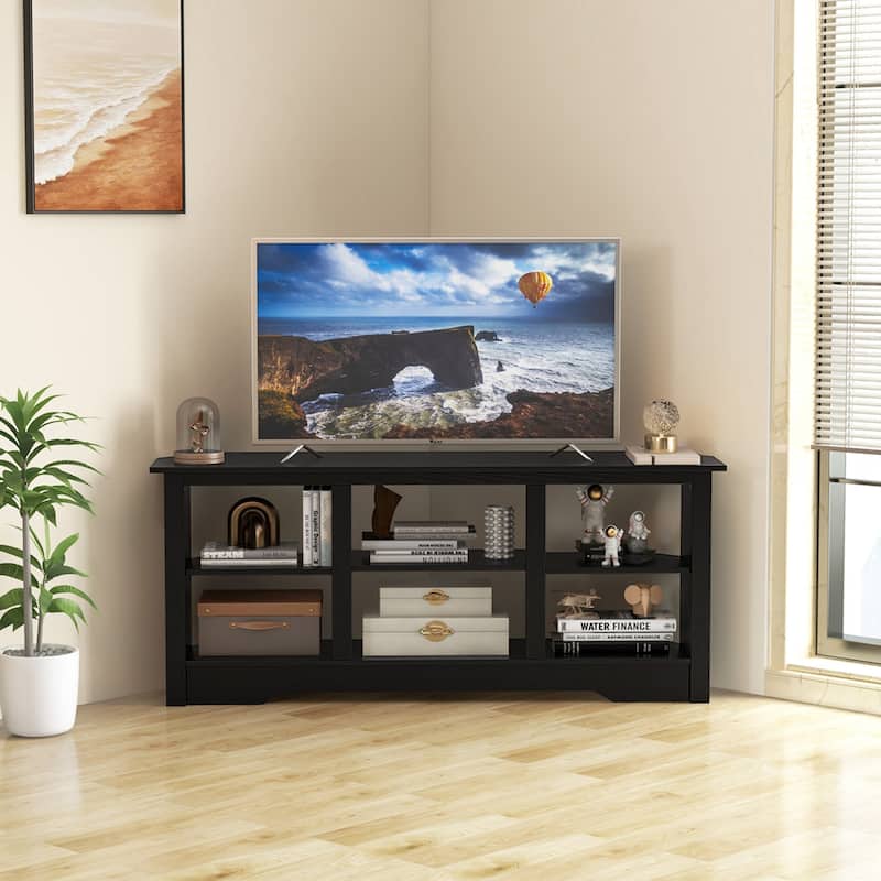 Costway 58" TV Stand with 6 Open Storage Shelves Shelf for 18 inch - See Details