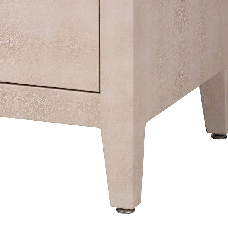 Nira Faux Shagreen Sideboard - Contemporary 3-Door Buffet Storage Cabinet with Sleek Handles for Dining Room or Living Room
