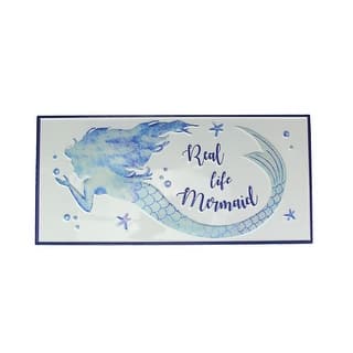 Blue/ White Enamelware Real Life Mermaid Metal Wall Sign Coastal Decor