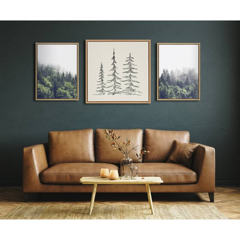 Kate and Laurel Sylvie Foggy Canvas Set by The Creative Bunch Studio