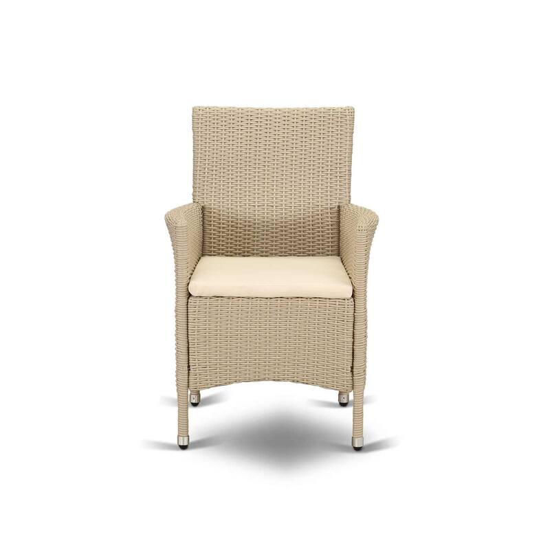Outdoor Patio Wicker Chair - Cream Finish - Weather Resistant Seating - 35.5
