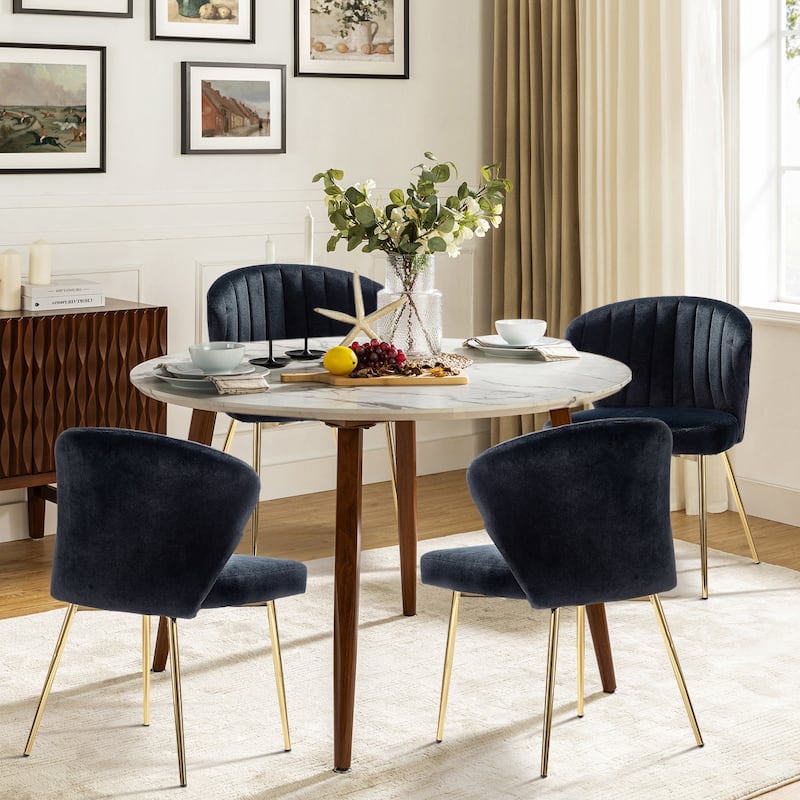 Barbara Side Chair with Metal Base Set of 4 by HULALA HOME - BLACK