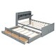 preview thumbnail 10 of 9, Full Size Bed Frame, Storage Headboard, Outlets,Trundle,3 Drawers,Gray