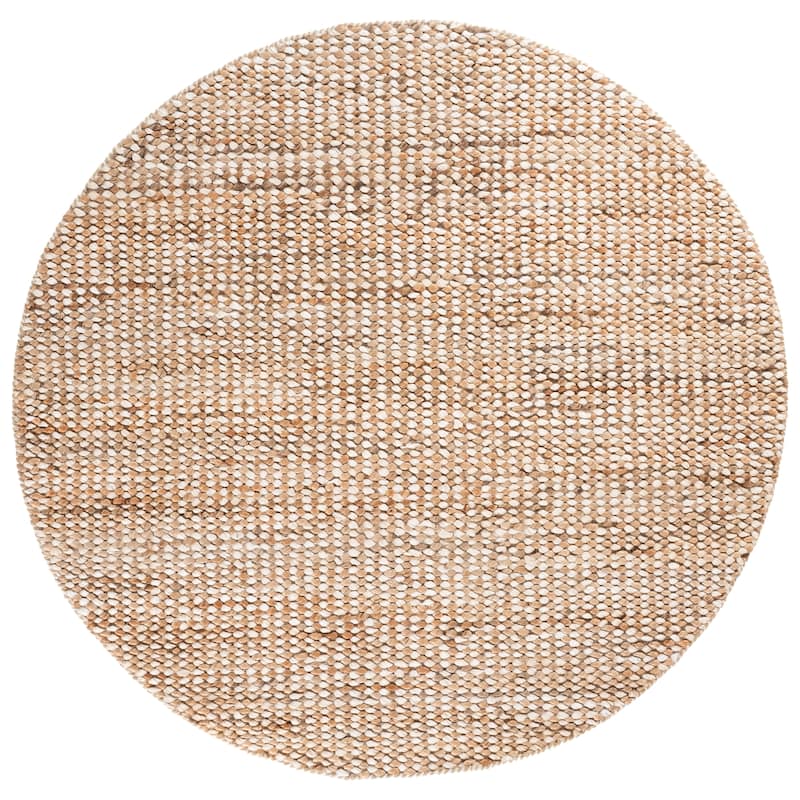 SAFAVIEH Handmade Natural Fiber Couture Seka Jute & Cotton Rug - 6' Round - Natural/Ivory