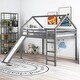 preview thumbnail 10 of 25, Contemporary Style Full Size Loft Bed with Slide, House Bed with Slide Full - Gray