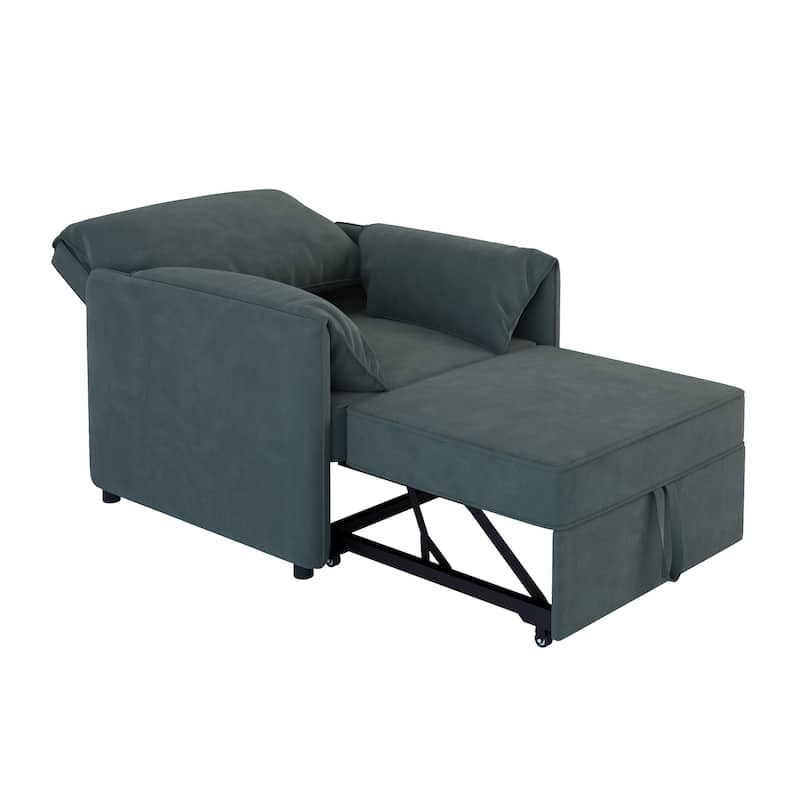 Linen Upholstered 3-in-1 Convertible Sleeper Chairs Bed with Thick Cushions Pull-out Sofa Bed and Pillow Top Arms Chaise Lounges