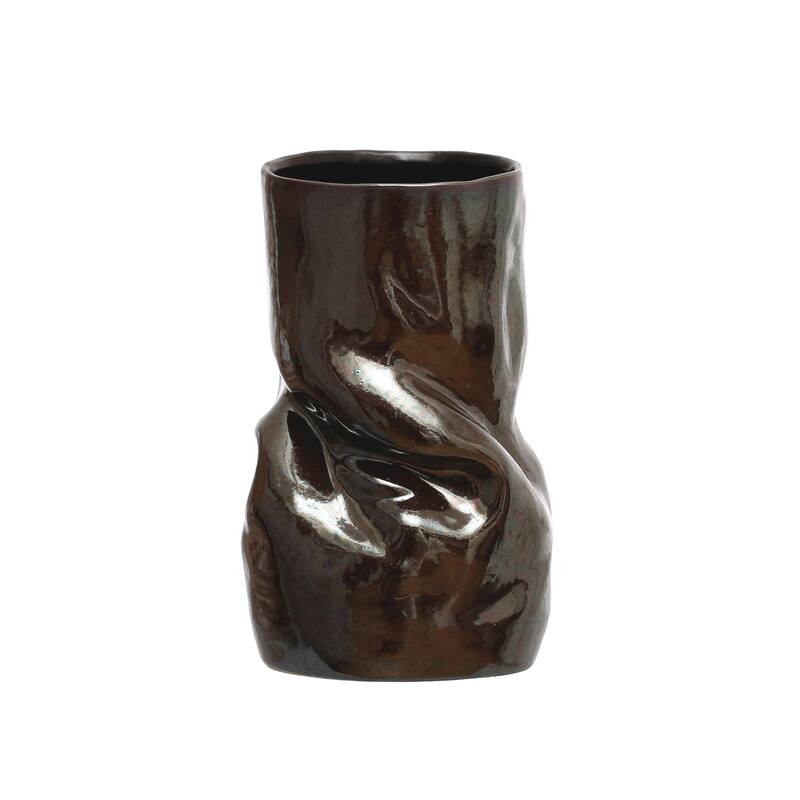 Stoneware Vase with Iridescent Finish - Brown - 5.5"L x 5.5"W x 8.9"H
