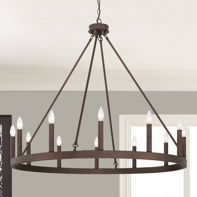 The Gray Barn Highclere 12-light Wagon Wheel Chandelier - 40"x40"x35.93"