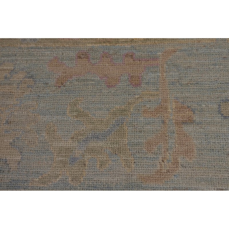 Vegetable Dye Oushak Turkish Rug Hand-Knotted Dining Room Wool Carpet - 9'0"x 12'1"