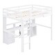 preview thumbnail 11 of 12, Contemporary Full Size Loft Bed with Multi-storage Desk, LED light and Bedside Tray, Charging Station, Sturdy Wood Frame, White