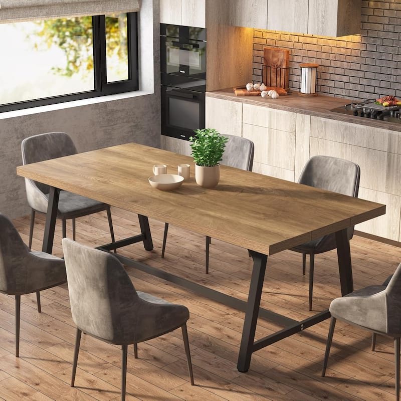 71-inch Dining Table for 8 People, Wood Kitchen Table for Big Family