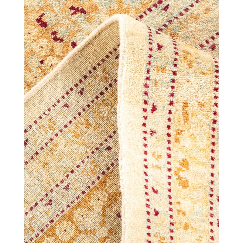 Overton Handknotted Wool Traditional Oriental Ivory Square Area Rug - 6' x 9'