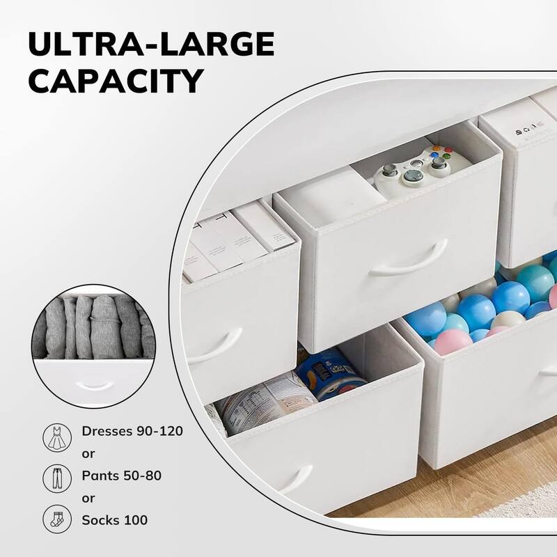 Dresser for Bedroom, Chests of Drawers, Storage Organizer with 5 Drawers, Sturdy Metal Frame, Wood Tabletop