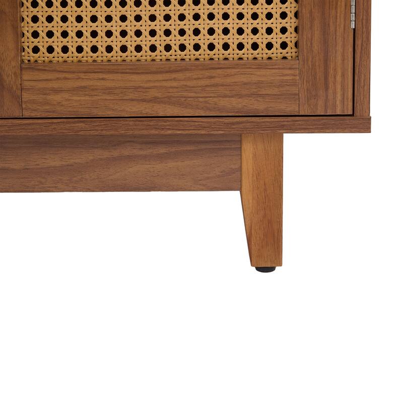 Rattan Accent Cabinet Storage Sideboard Buffet with 4 Doors