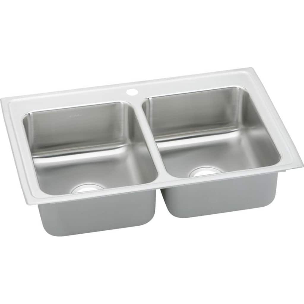 Elkay Lustertone Classic 29-In 18 Gauge Stainless Steel Double-Bowl Drop-In Sink - Single hole