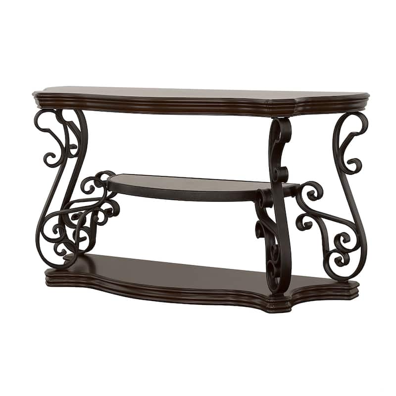 Laney Scrollwork Entryway Sofa Console Table Dark Merlot