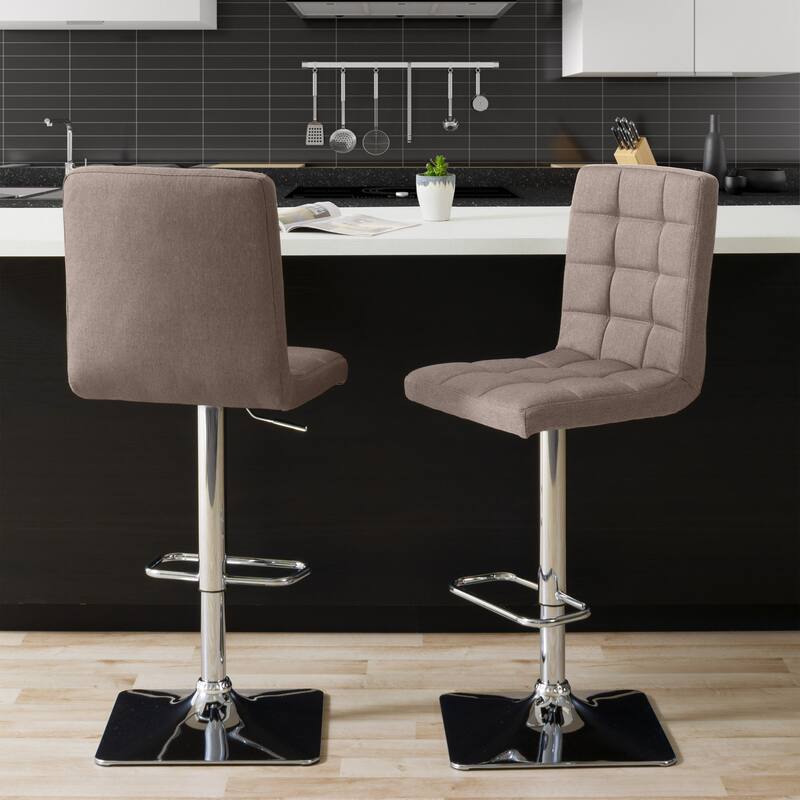 Set of 2 Gas Lift Upholstered Adjustable Barstool