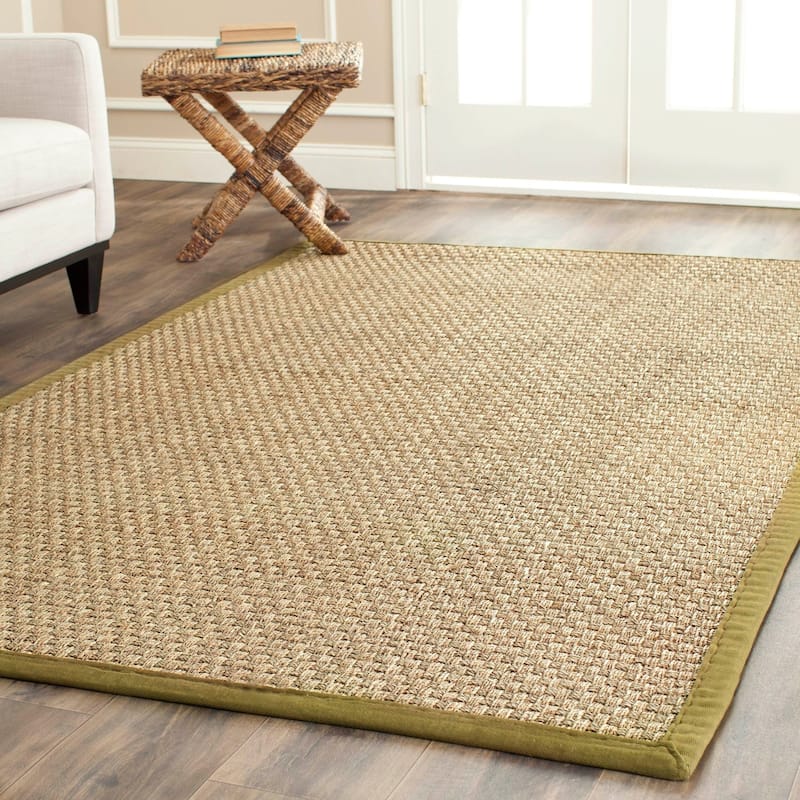 SAFAVIEH Natural Fiber Marina Basketweave Seagrass Rug - 2' x 3' - Natural/Olive