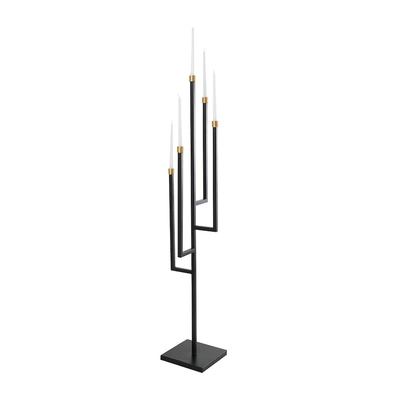 Black Metal 5 Candle Candelabra - 11" x 11" x 59"