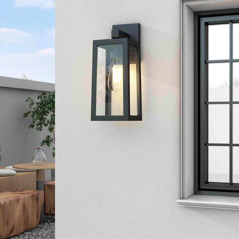 2 Pack 1-Light Outdoor Wall Lantern with Clear Glass