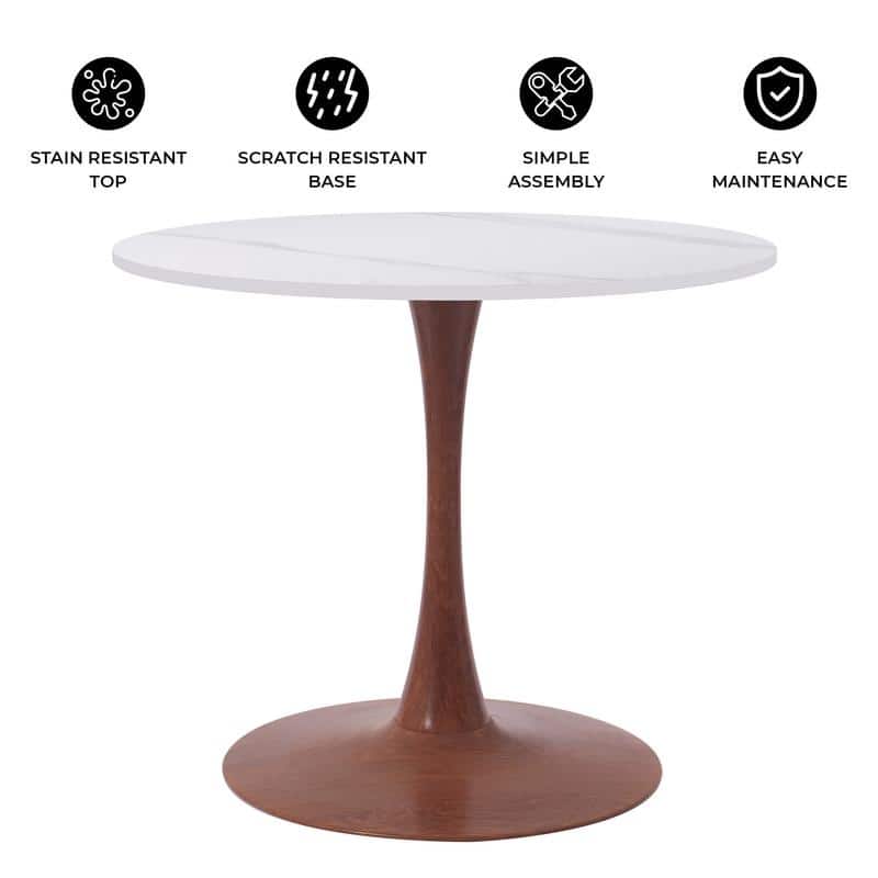 Bristol Modern 31" Round Sintered Stone Dining Table with Pedestal Base - Minimalist Scratch-Resistant Kitchen Table
