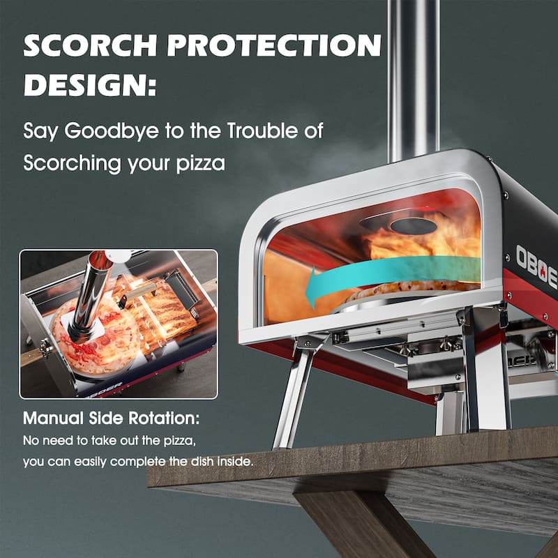 Pizza Oven Outdoor, Steel Pizza Maker with Built-in Thermometer