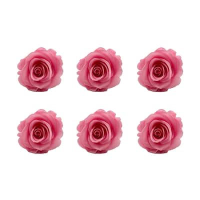 Large Colorful Preserved Roses - Set of 6 - 2.6" L x 2.6" W x 2.4" H