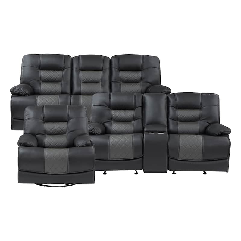 Emory 3-Piece Manual Reclining Living Room Sofa Set - Two-tone Grey