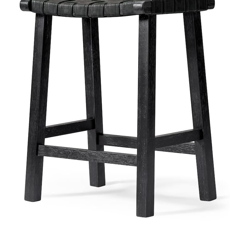 Maven Lane Noah Backless Kitchen Dining Stool with Vegan Leather