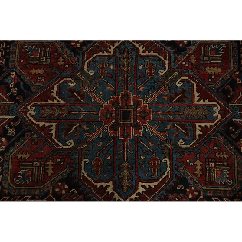 Hand Knotted Oriental 100% Wool Carpet Traditional Medallion Red Heriz (serapi) Area Rug - 11' 8'' X 9' 0''