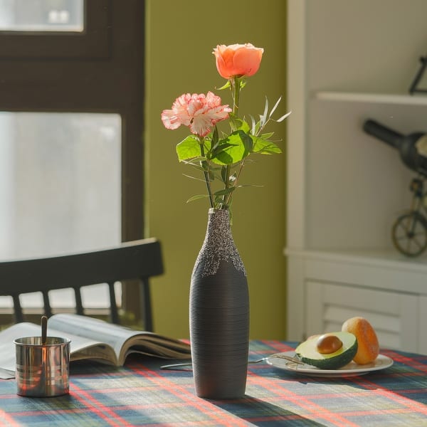 Modern Decorative Ceramic Table Vase Ripped Design Bottle Shape Flower ...
