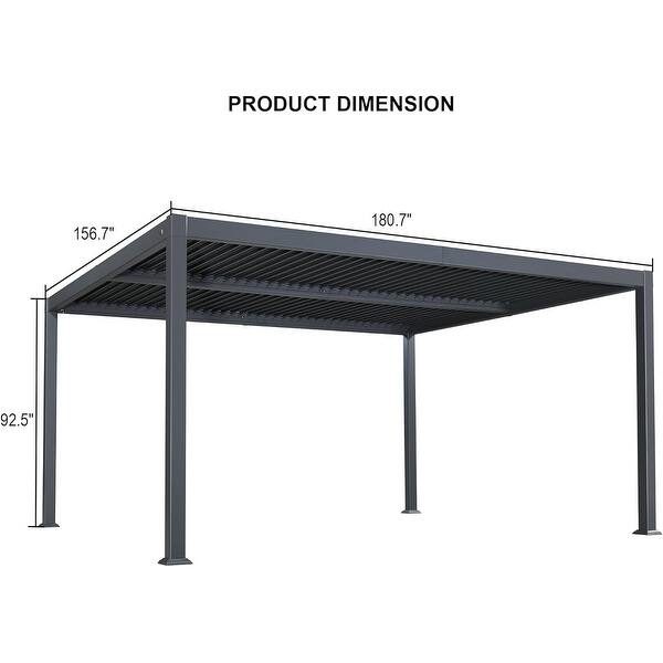 dimension image slide 33 of 36, PURPLE LEAF Outdoor Louvered Pergola with Adjustable Metal Roof for Patio Pergola