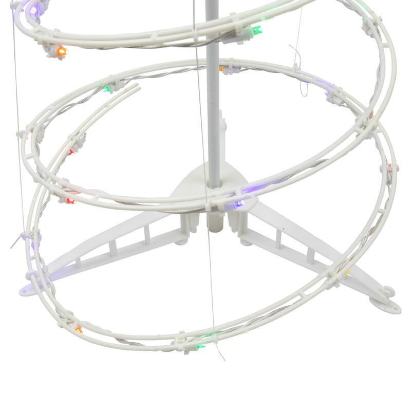 3ft LED Spiral Cone Tree Outdoor Christmas Decoration, Multi Lights - White