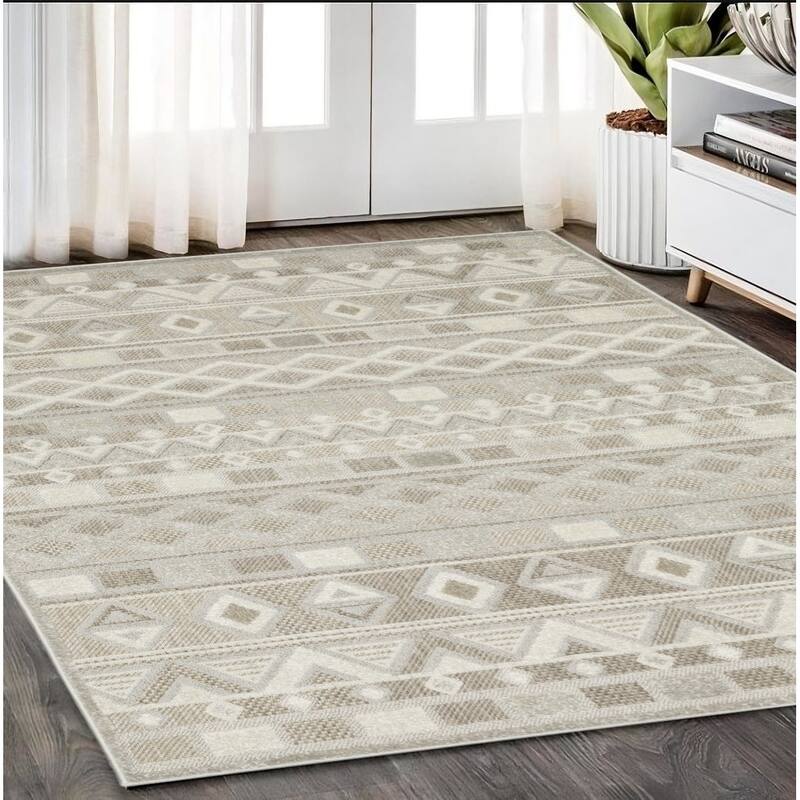 HomeRootsGeometric Casual Runner Area Rug - 90.55' X '62.99' X '0.32